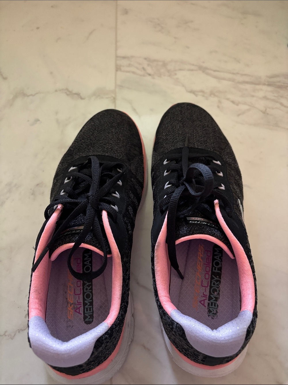 Skechers Black and Pink Women's Athletic Sneakers